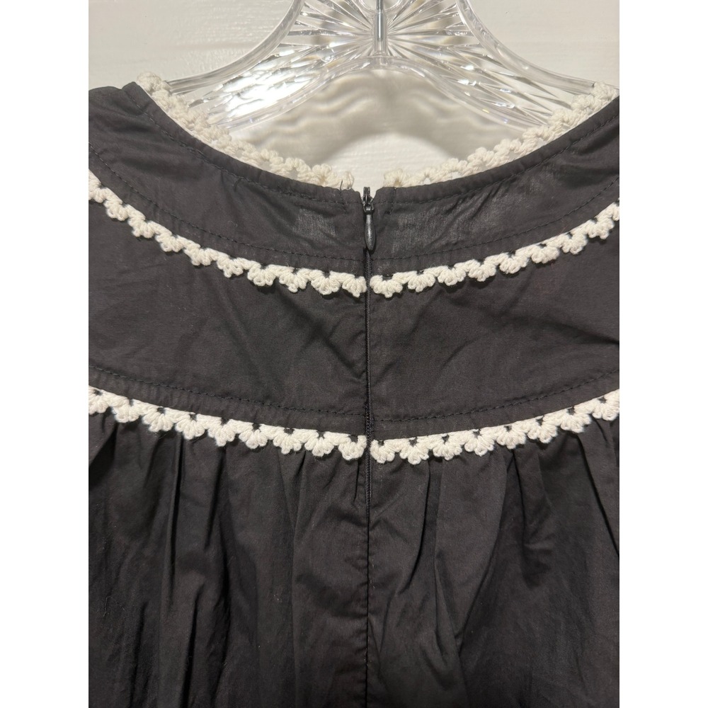 VICI Black Cotton Smocked Waist Crochet Trim Tiered Midi Dress XL RN131468 - Picture 4 of 11